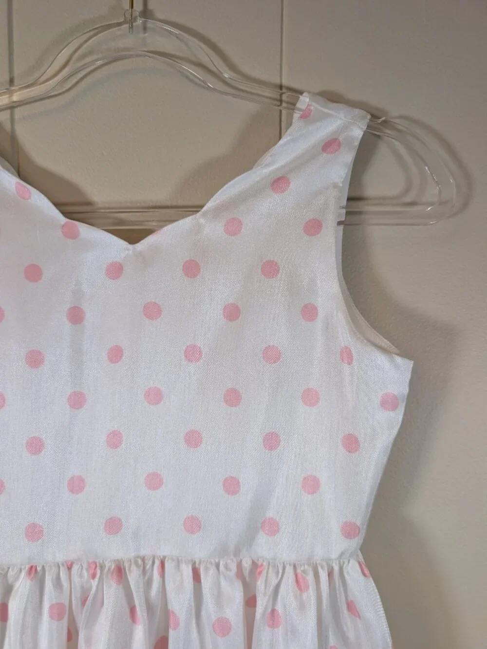 GYMBOREE Girls 12 Floral Polka Dot Dress Pink White Spring Easter Garden Party